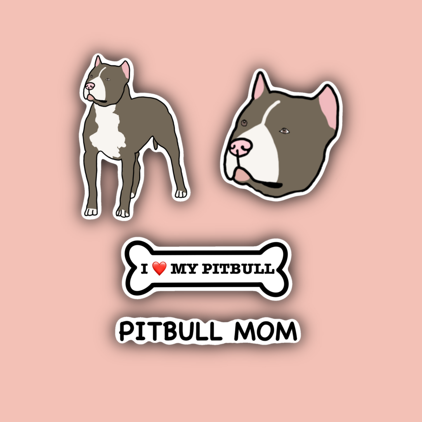 Grey Pitbull Sticker Pack