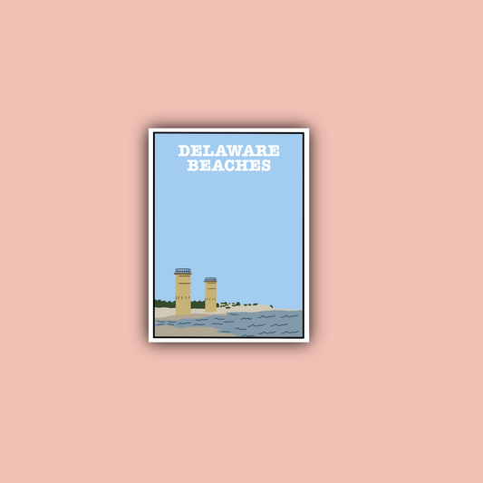 Delaware Beaches - 3" Waterproof Sticker