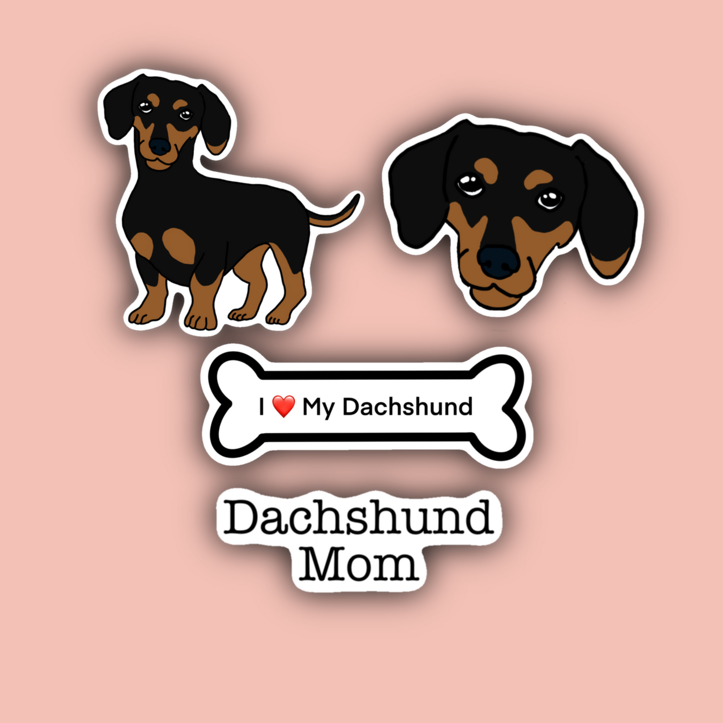 Black Dachshund Sticker Pack