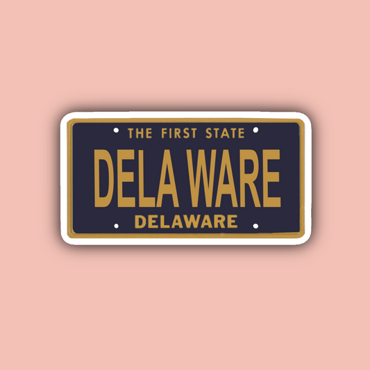 Delaware License Plate - 3" Waterproof Sticker