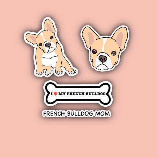 Tan French Bulldog Sticker Pack