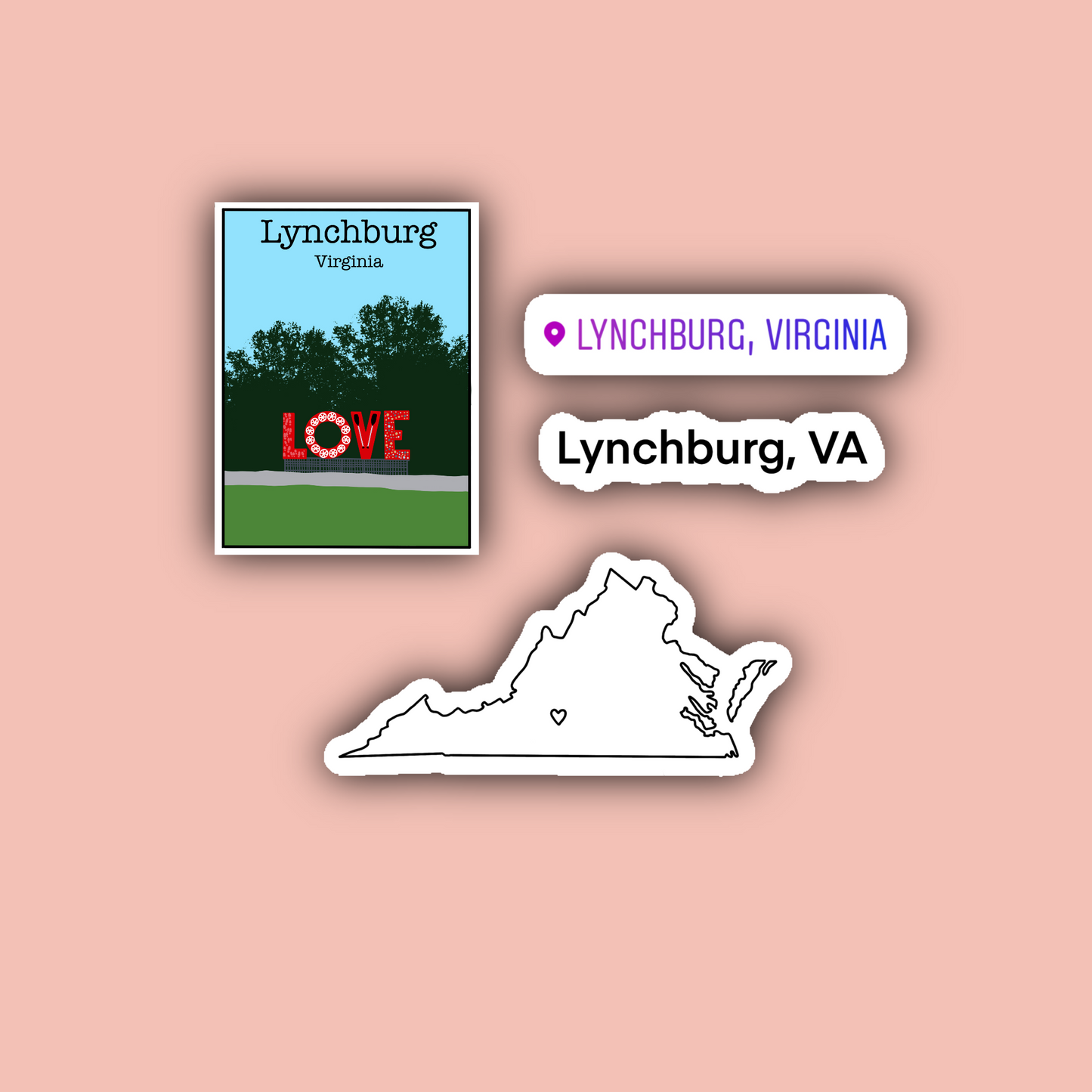 Lynchburg Virginia Sticker Pack