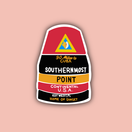 Key West Southernmost Point - 3" Waterproof Sticker