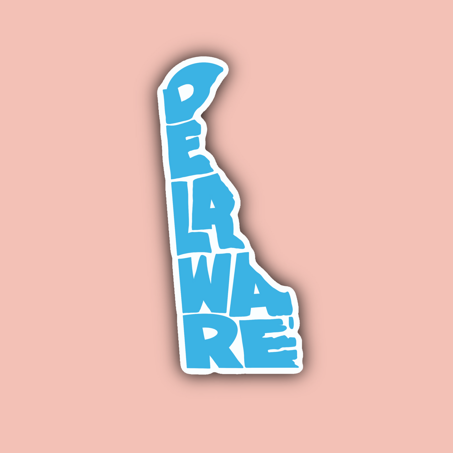 Blue Delaware State Outline - 3" Waterproof Sticker