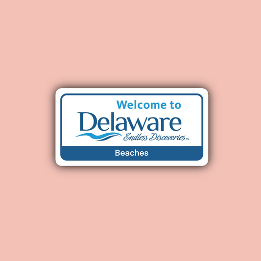 Delaware Beaches Welcome Sign - 3" Waterproof Sticker