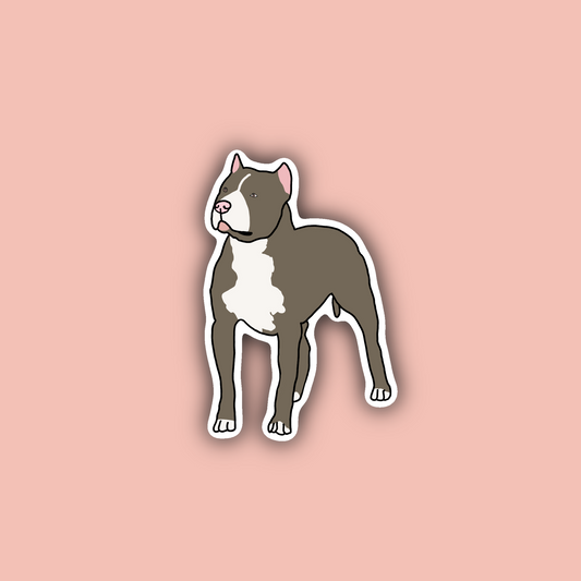 Grey Pitbull - 3" Waterproof Sticker
